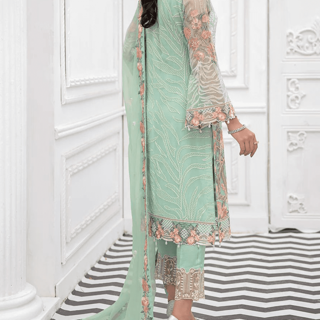 Heavy Embroidered chiffon party dress - Eid collection