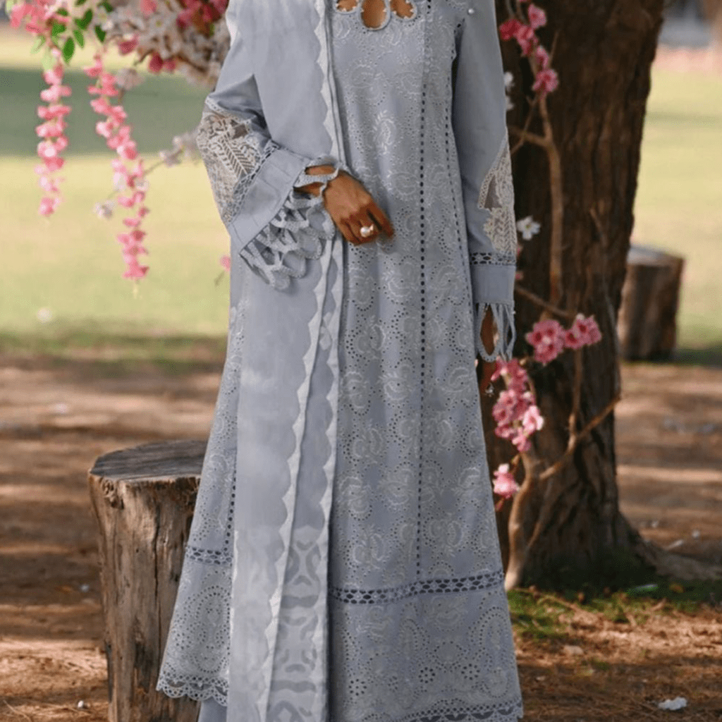 lawn heavily Embroidered Schiffli Dress | Eid Collection