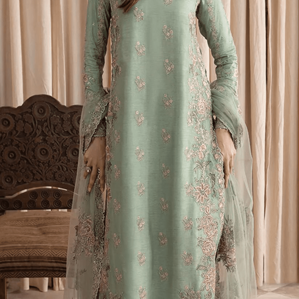 Embroidered Chiffon Party Wear Dress