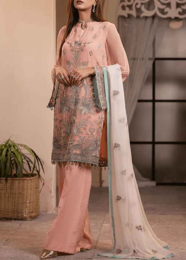 Organza Embroidered Chiffon & Malai Trouser