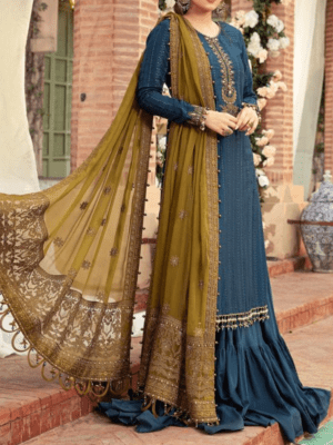 Embroidered Chiffon Suit with Malai Trouser