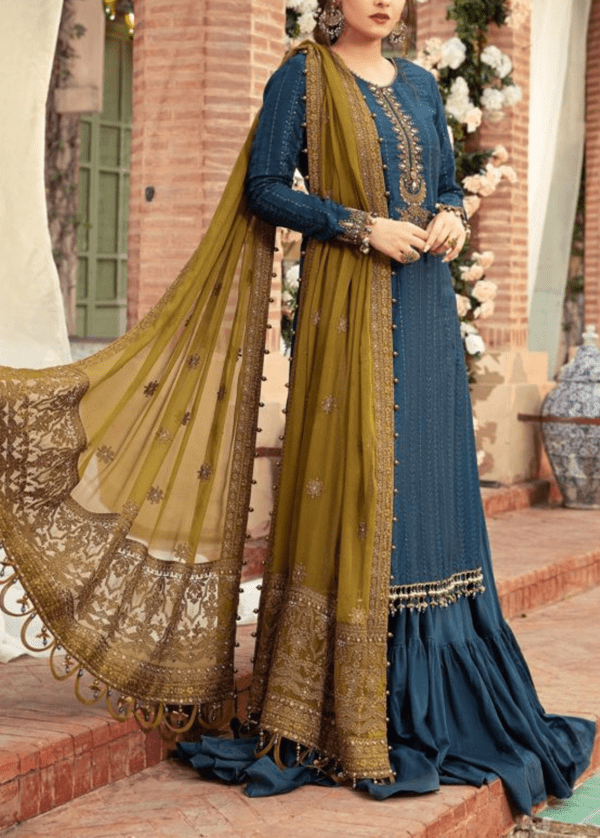 Embroidered Chiffon Suit with Malai Trouser