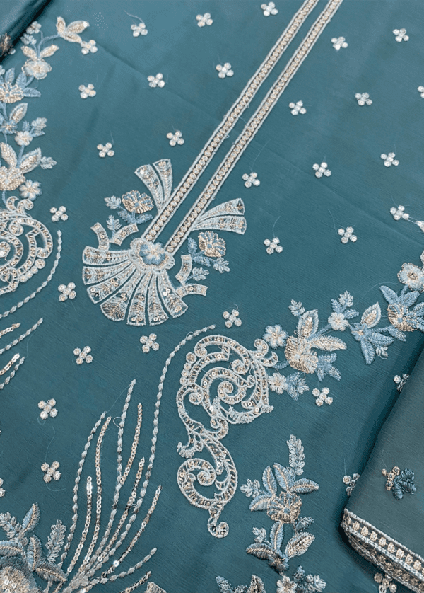 unstitched Embroidered Chiffon with Malai Trouser