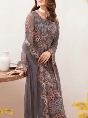 Heavy embroidered chiffon party dress | Eid Collection