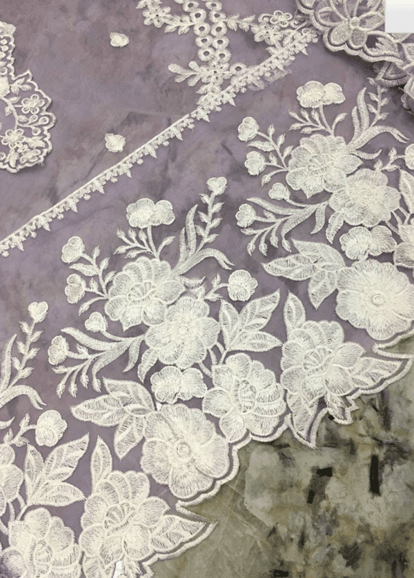 Lavender Thread Embroidered organza dress | Eid Collection