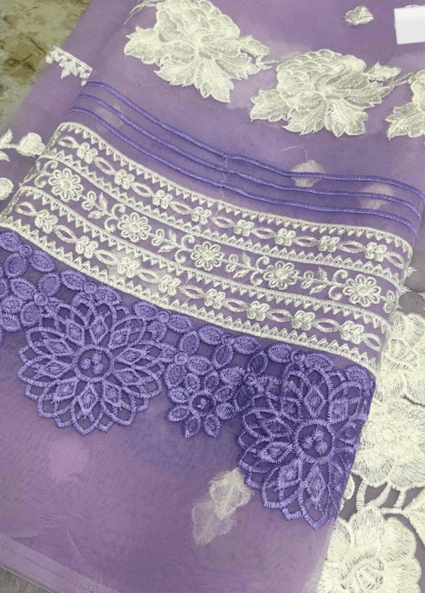 Lavender Thread Embroidered organza dress | Eid Collection