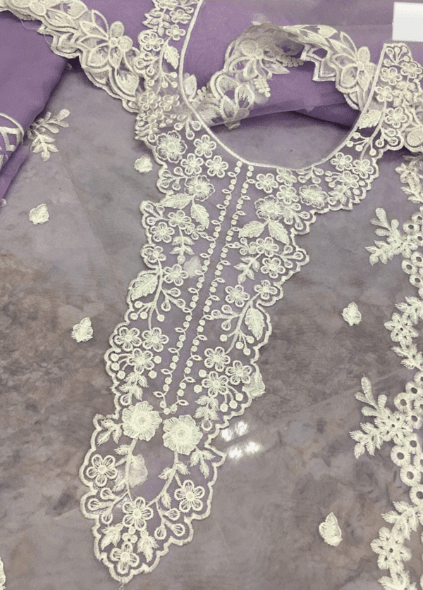 Lavender Thread Embroidered organza dress | Eid Collection