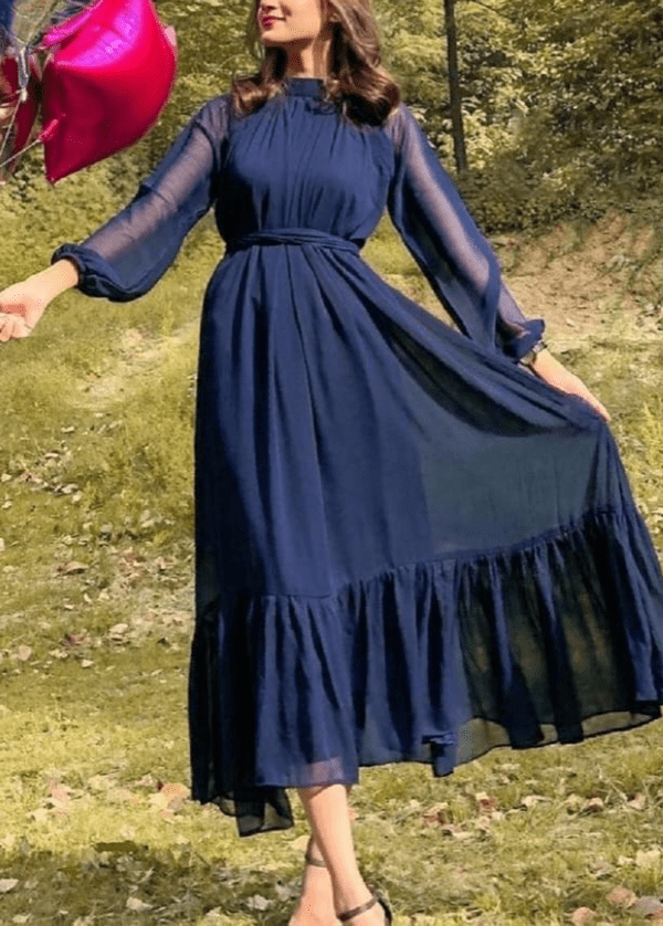 Readymade 2 piece Chiffon Maxi & Tights- Pret Collection