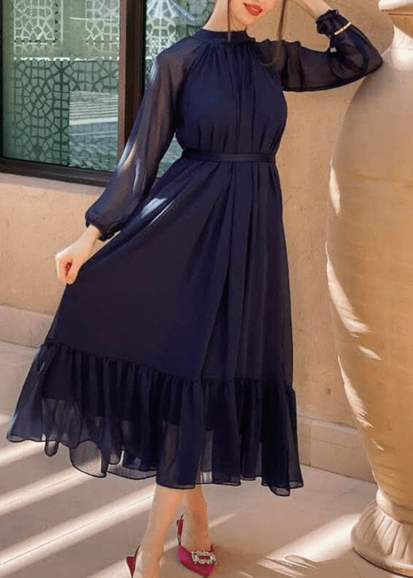 Readymade 2 piece Chiffon Maxi & Tights- Pret Collection