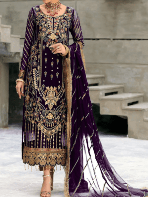 Heavy Embroidered Chiffon Dress With Embroidered Dupatta