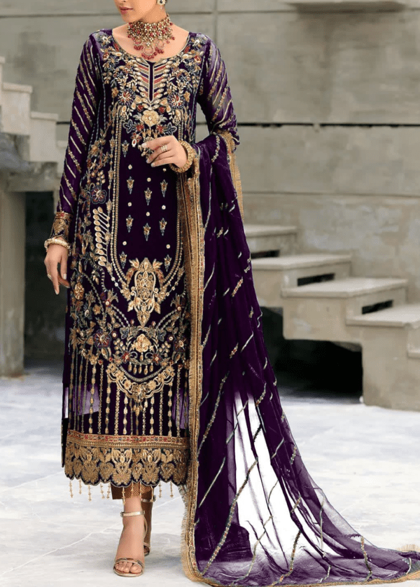 Heavy Embroidered Chiffon Dress With Embroidered Dupatta