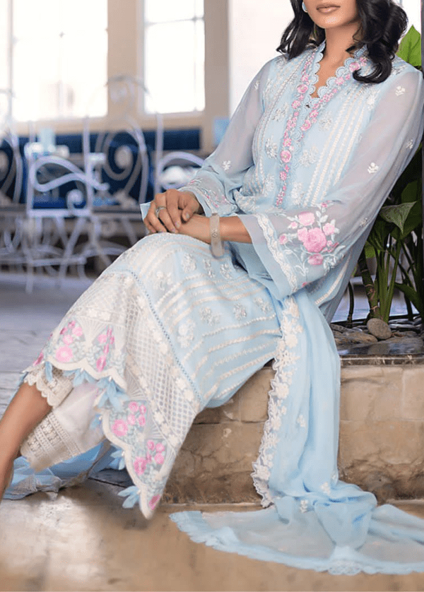 Embroidered Chiffon & Malai Trouser Party Wear