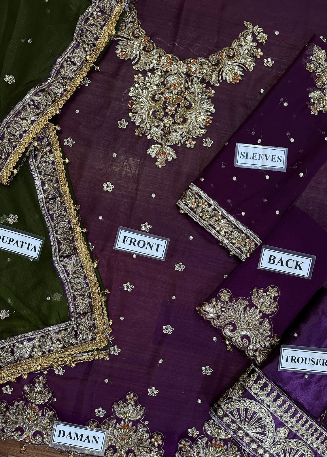 Unstitched | Adda work Embroidered Chiffon Dress | Eid Collection