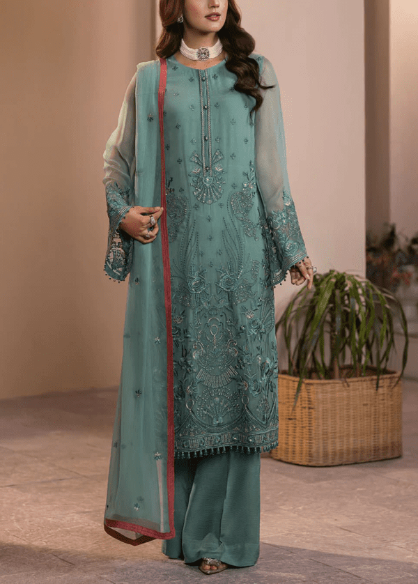 unstitched Embroidered Chiffon with Malai Trouser