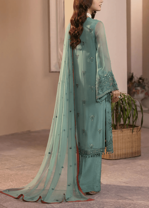 unstitched Embroidered Chiffon with Malai Trouser