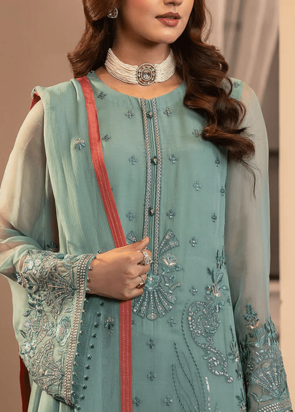 unstitched Embroidered Chiffon with Malai Trouser