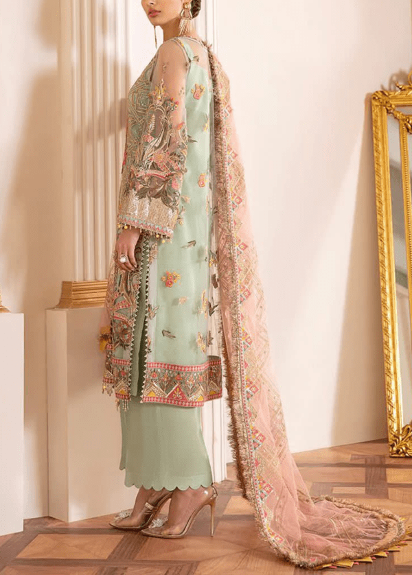 unstitched Embroidered Chiffon & Malai Trouser