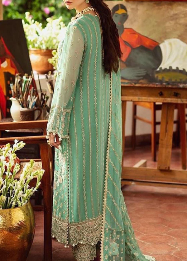 Embroidered Chiffon partywear dress With chiffon Dupatta