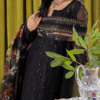 Embroidered organza black dress with organza dupatta
