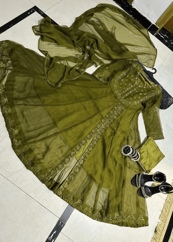 3-Pc Mirror Embroidery Chiffon Maxi